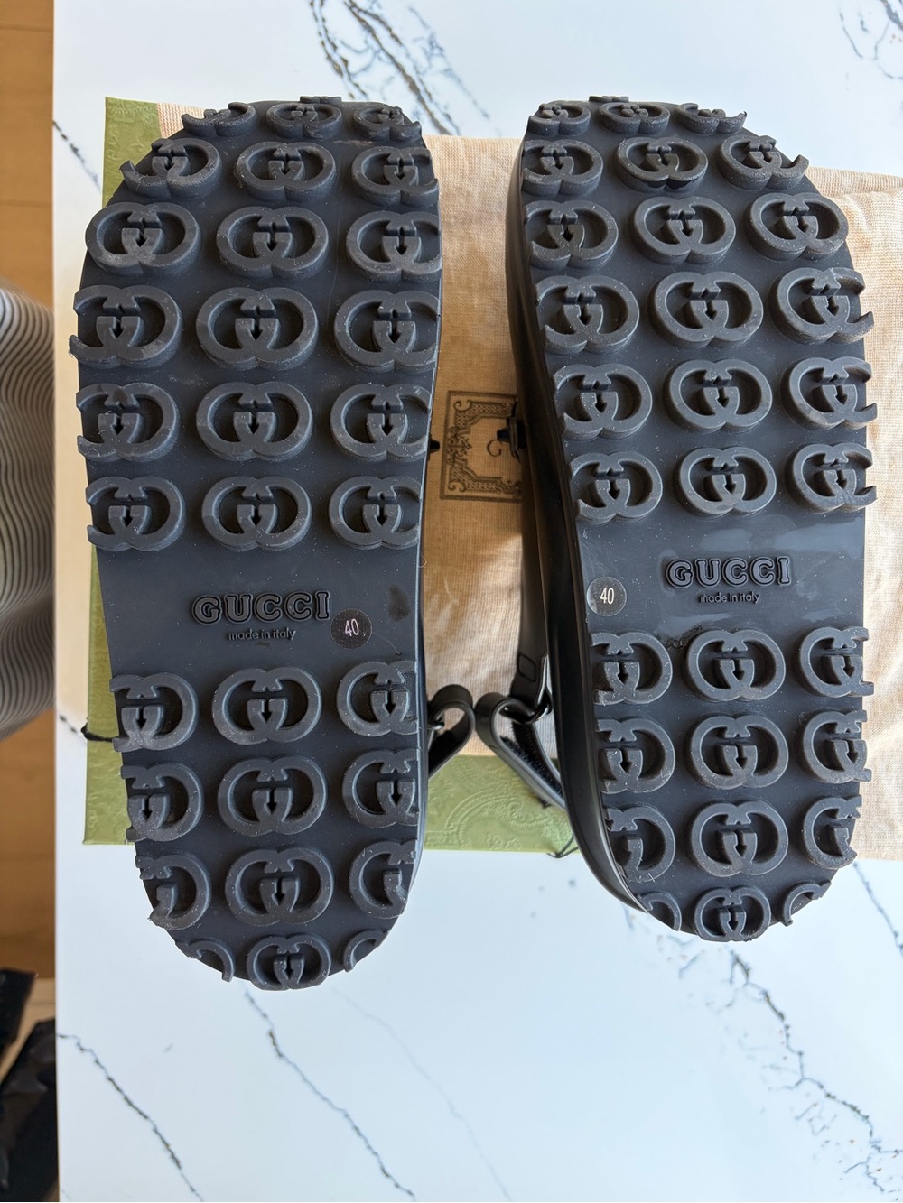 Gucci Black Rubber Horsebit Slingback Sandals - Picture 2 of 4